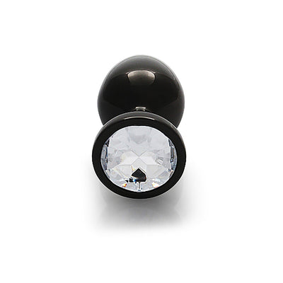 Shots Ouch! Round Gem Butt Plug Medium - Gunmetal/Diamond