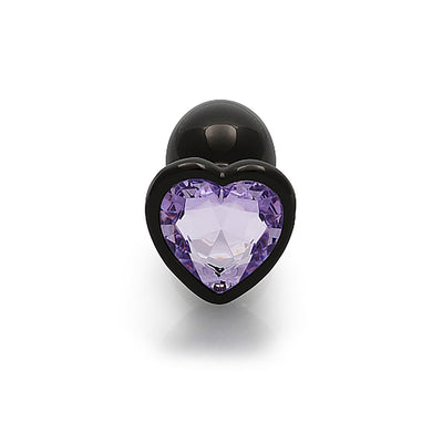 Shots Ouch! Heart Gem Butt Plug Small - Gunmetal/Amethyst