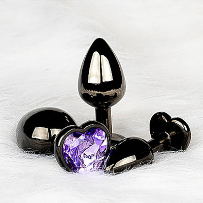 Shots Ouch! Heart Gem Butt Plug Small - Gunmetal/Amethyst