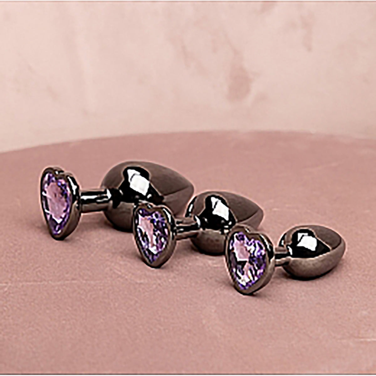 Shots Ouch! Heart Gem Butt Plug Small - Gunmetal/Amethyst