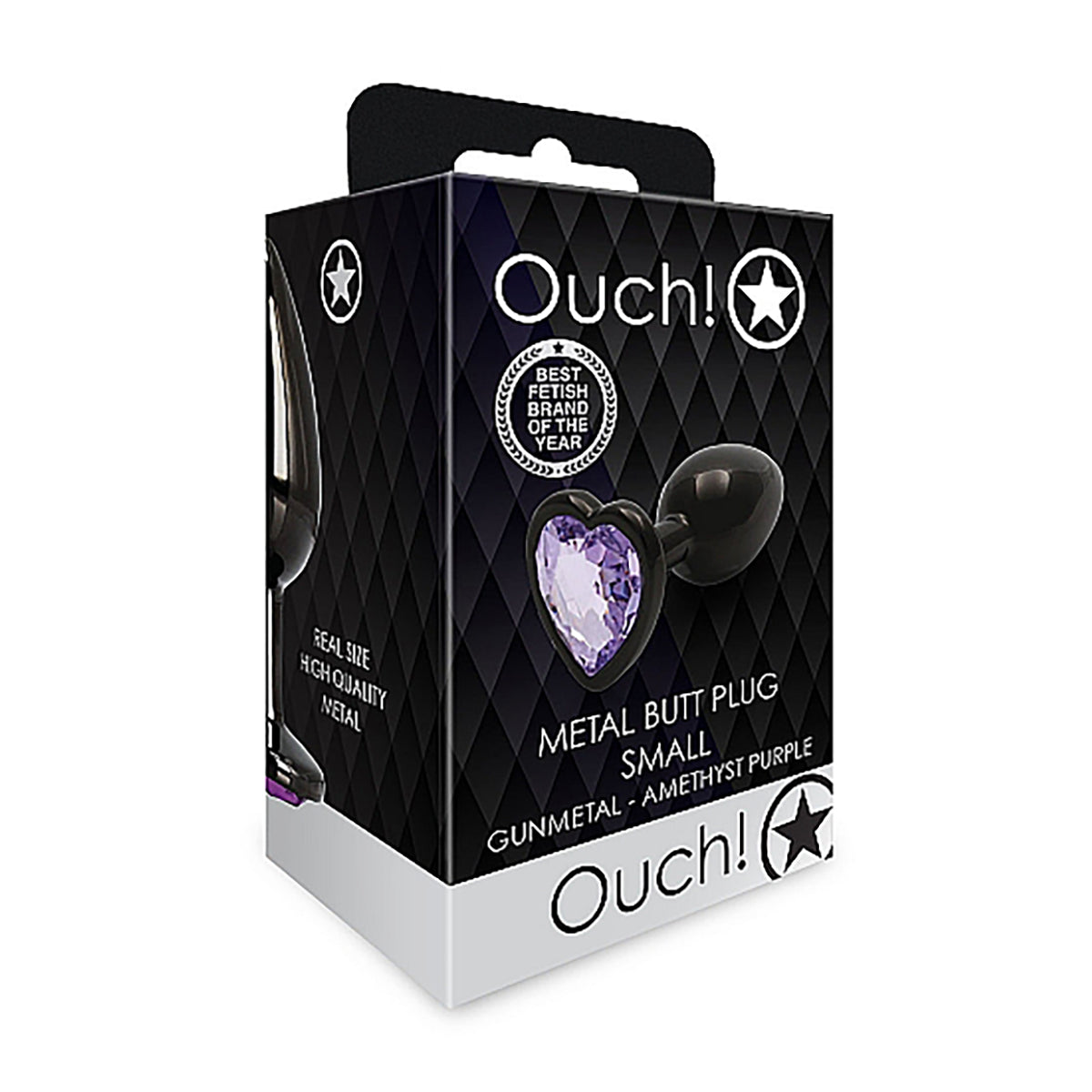 Shots Ouch! Heart Gem Butt Plug Small - Gunmetal/Amethyst