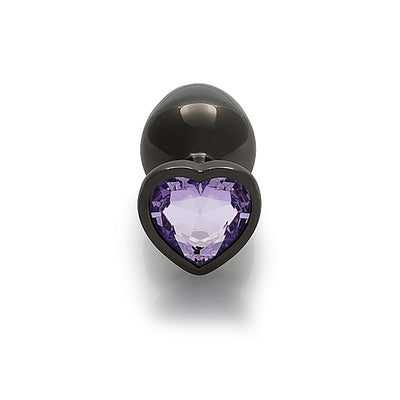 Shots Ouch! Heart Gem Butt Plug Medium - Gunmetal/Amethyst