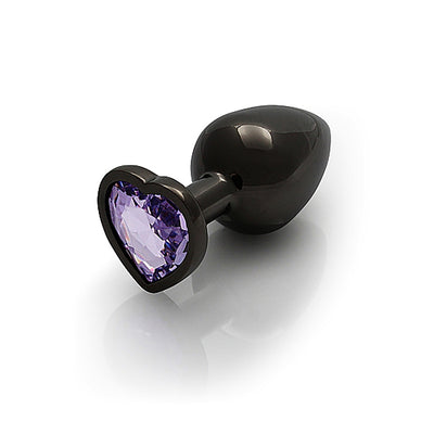 Shots Ouch! Heart Gem Butt Plug Large - Gunmetal/Amethyst