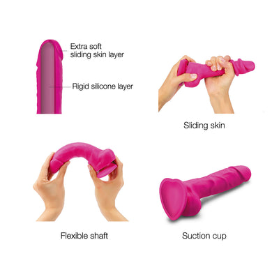 Strap-On-Me Sliding Skin Realistic Dil Large - Fuchsia