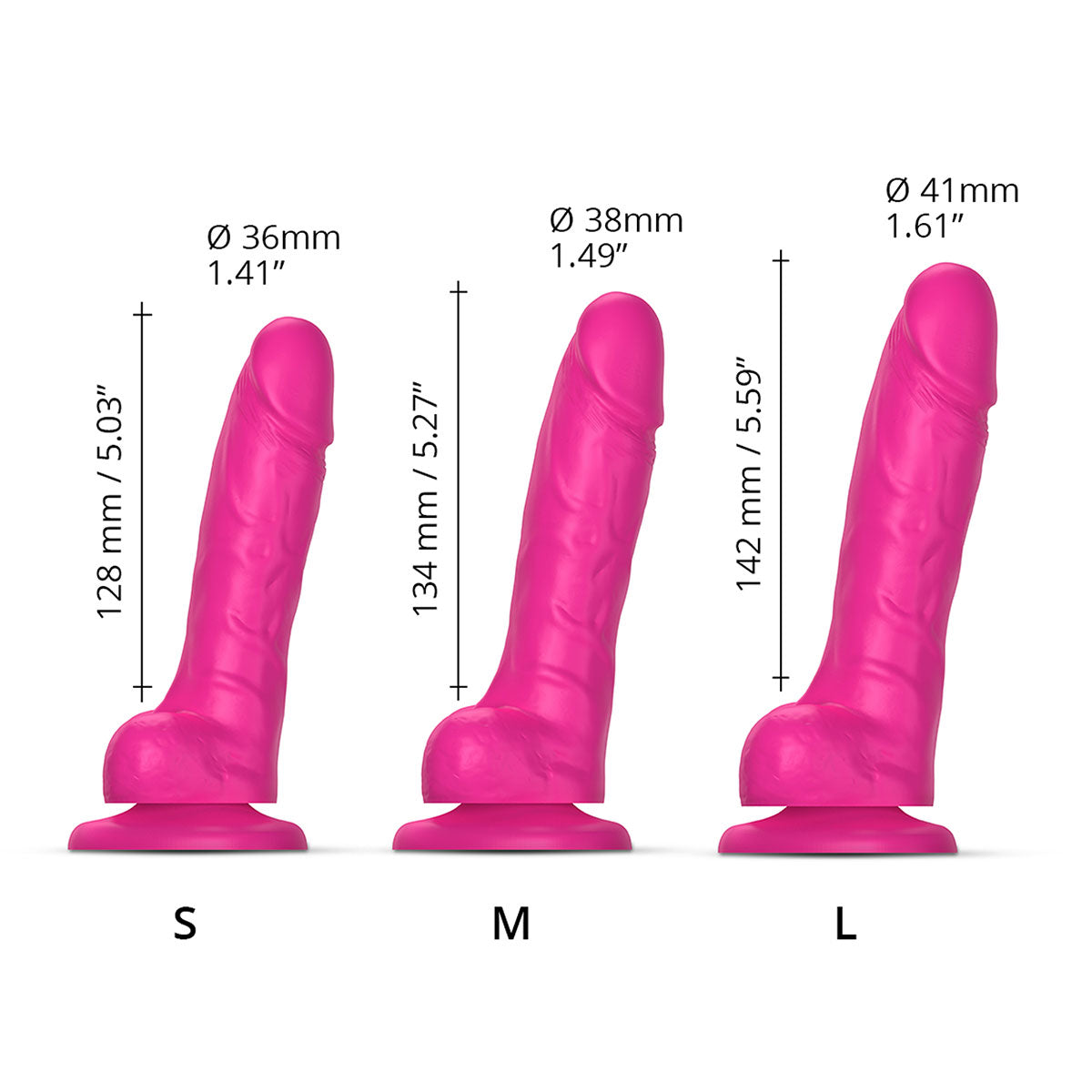 Strap-On-Me Sliding Skin Realistic Dil Large - Fuchsia