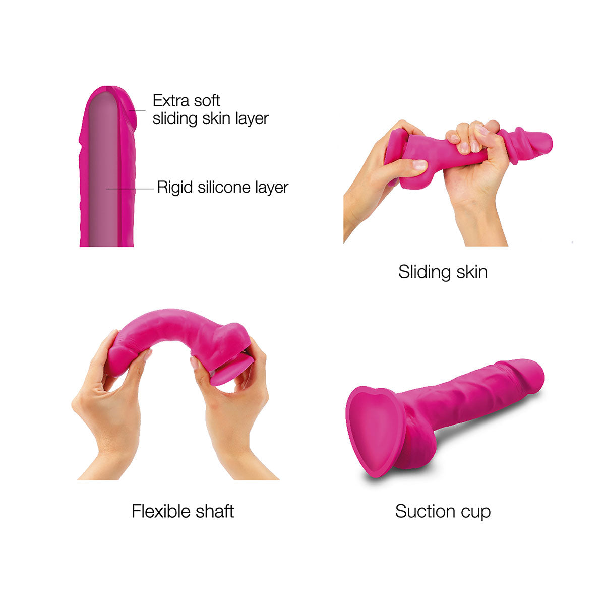 Strap-On-Me Sliding Skin Realistic Dil Small - Fuchsia