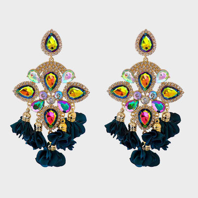 Flower Shape Rhinestone Alloy Dangle Earrings