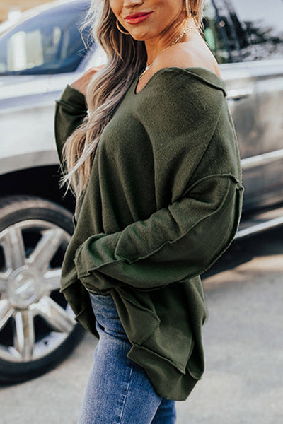 V-Neck Long Sleeve Sweatshirt