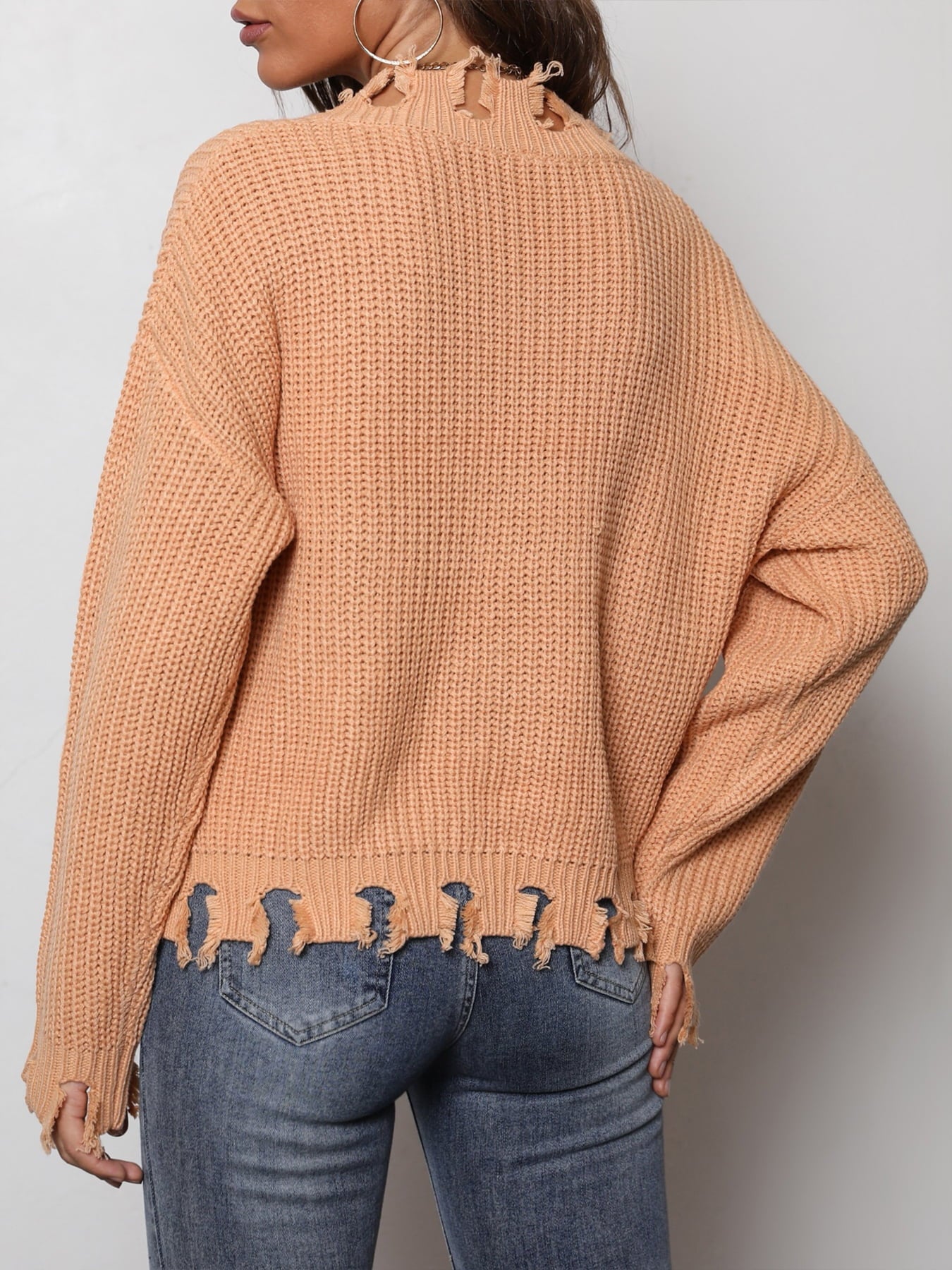 Waffle-Knit Dropped Shoulder Blouse