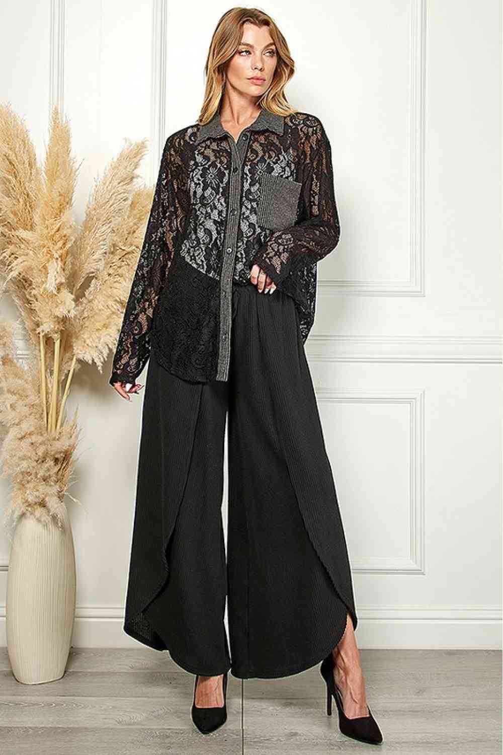 Blumin Apparel Confidently Chic Full Size Split Wide Leg Pants