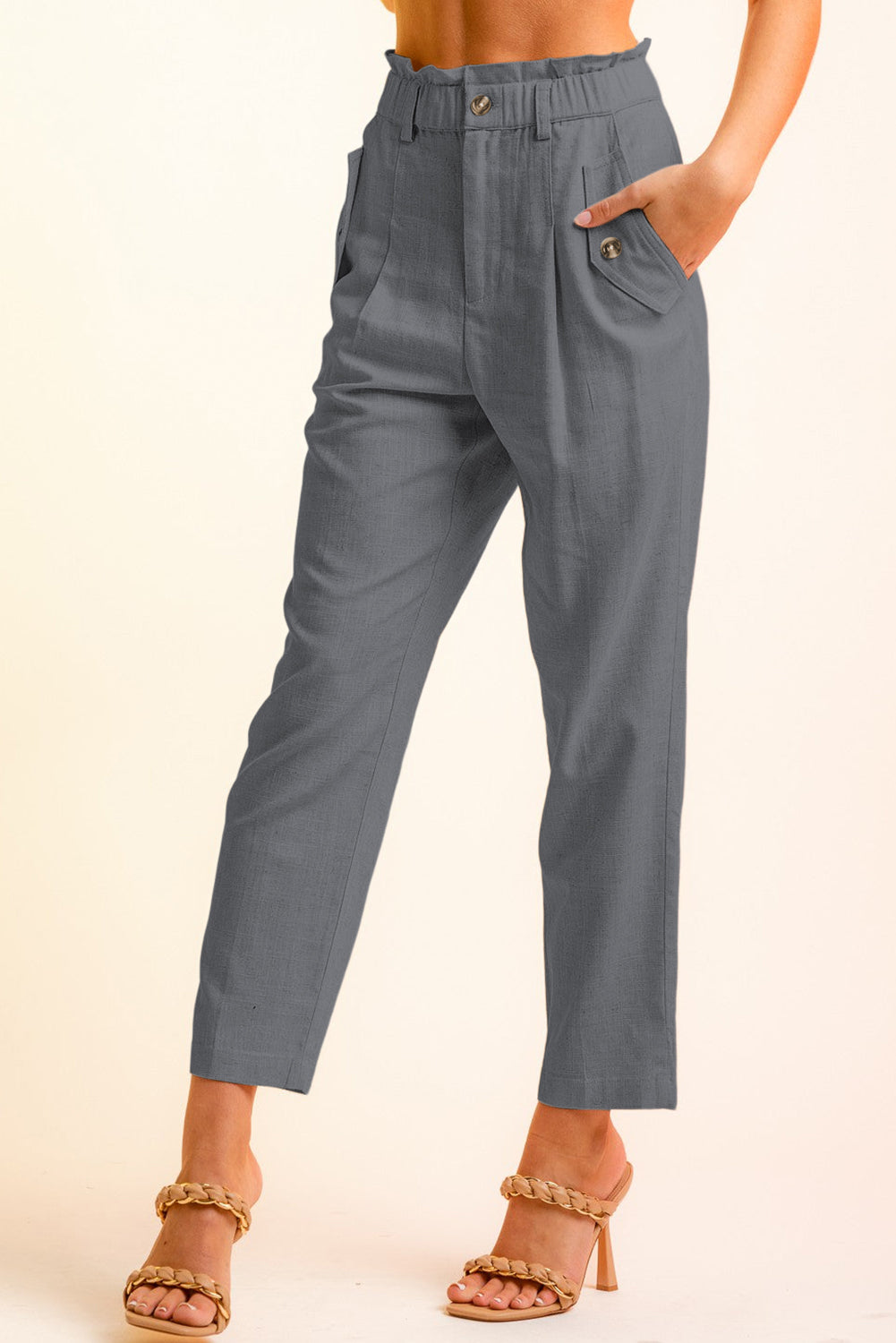 Side Button Long Pants