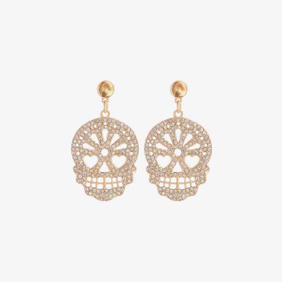 Skull Rhinestone Alloy Earrings