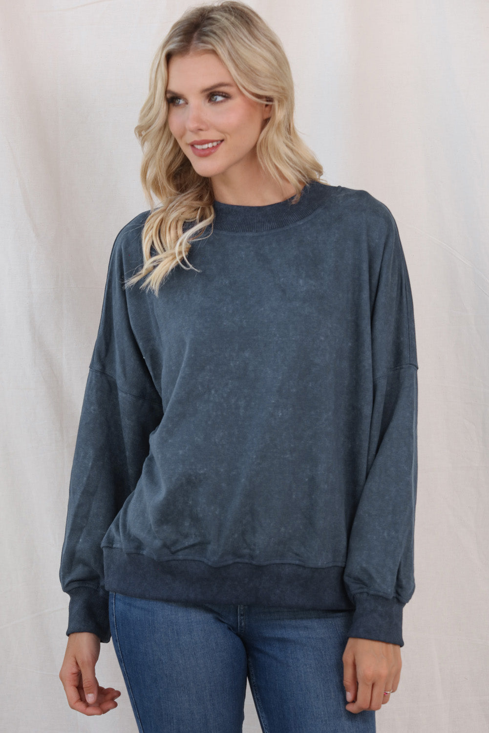 Round Neck Dropped Shoulder Sweatshirt