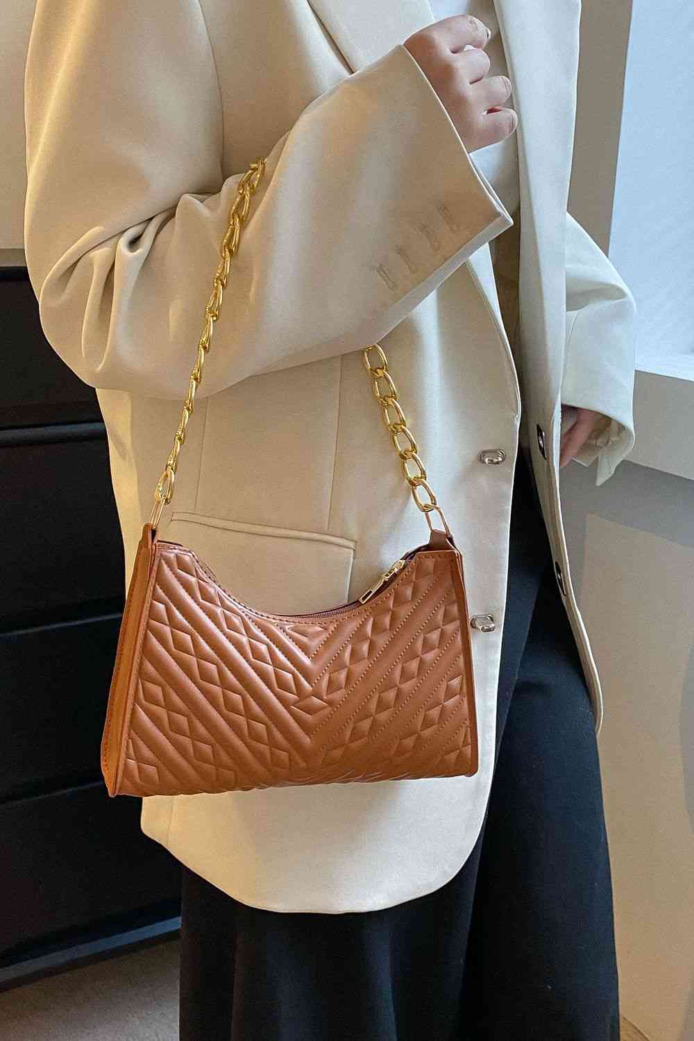 Textured PU Leather Shoulder Bag