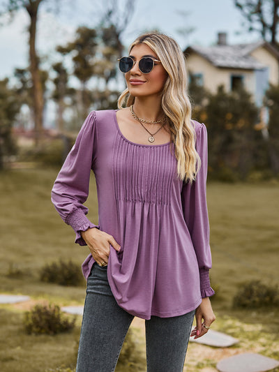 Puff Sleeve Pleated Blouse