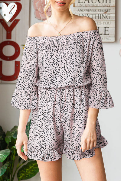 Printed Off-Shoulder Ruffled Romper