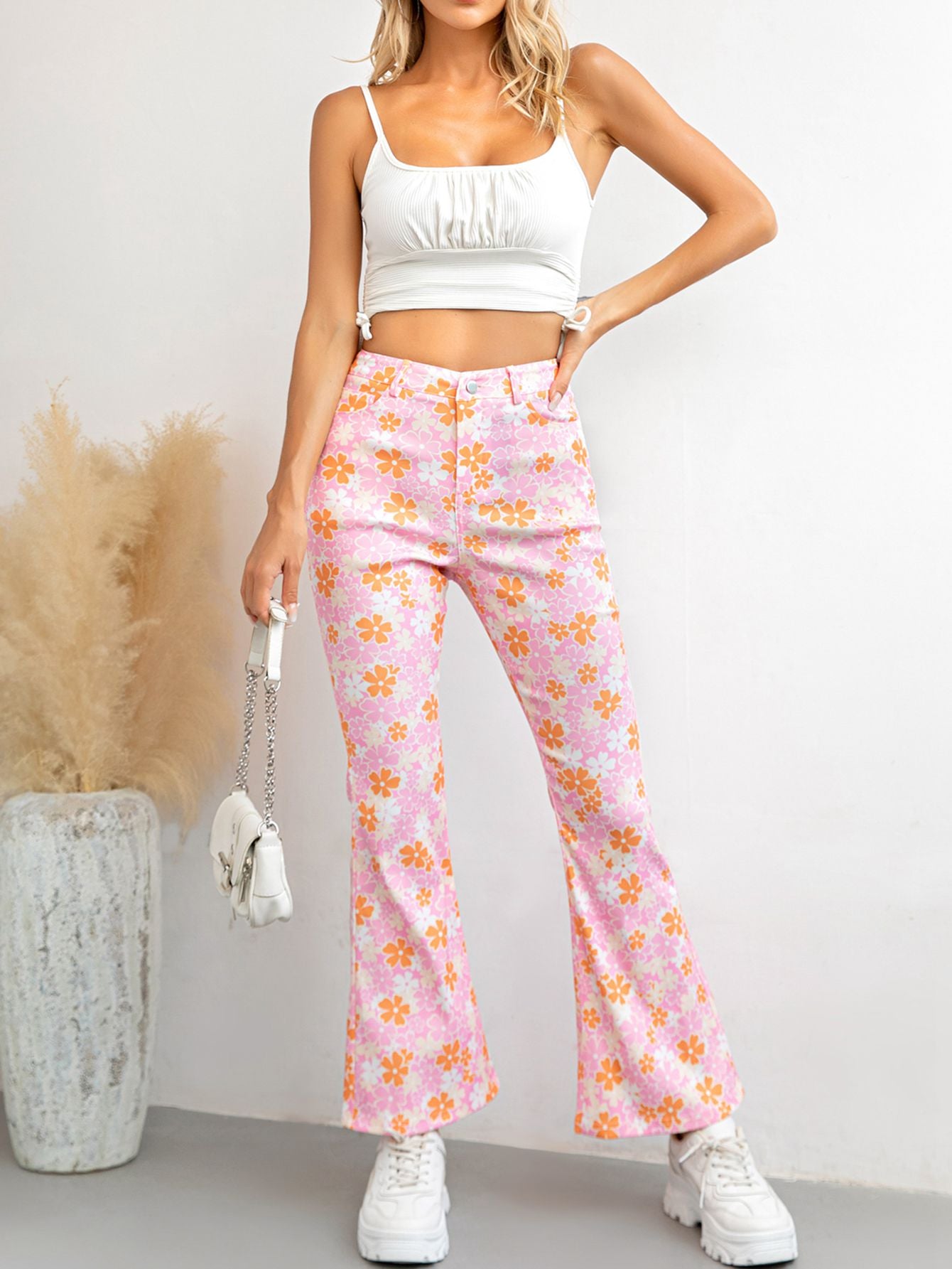 Printed High Waist Flare Pants