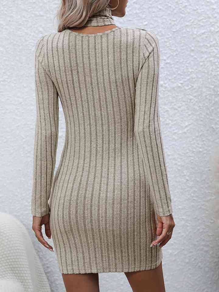 Long Sleeve Ribbed Sweater Dress