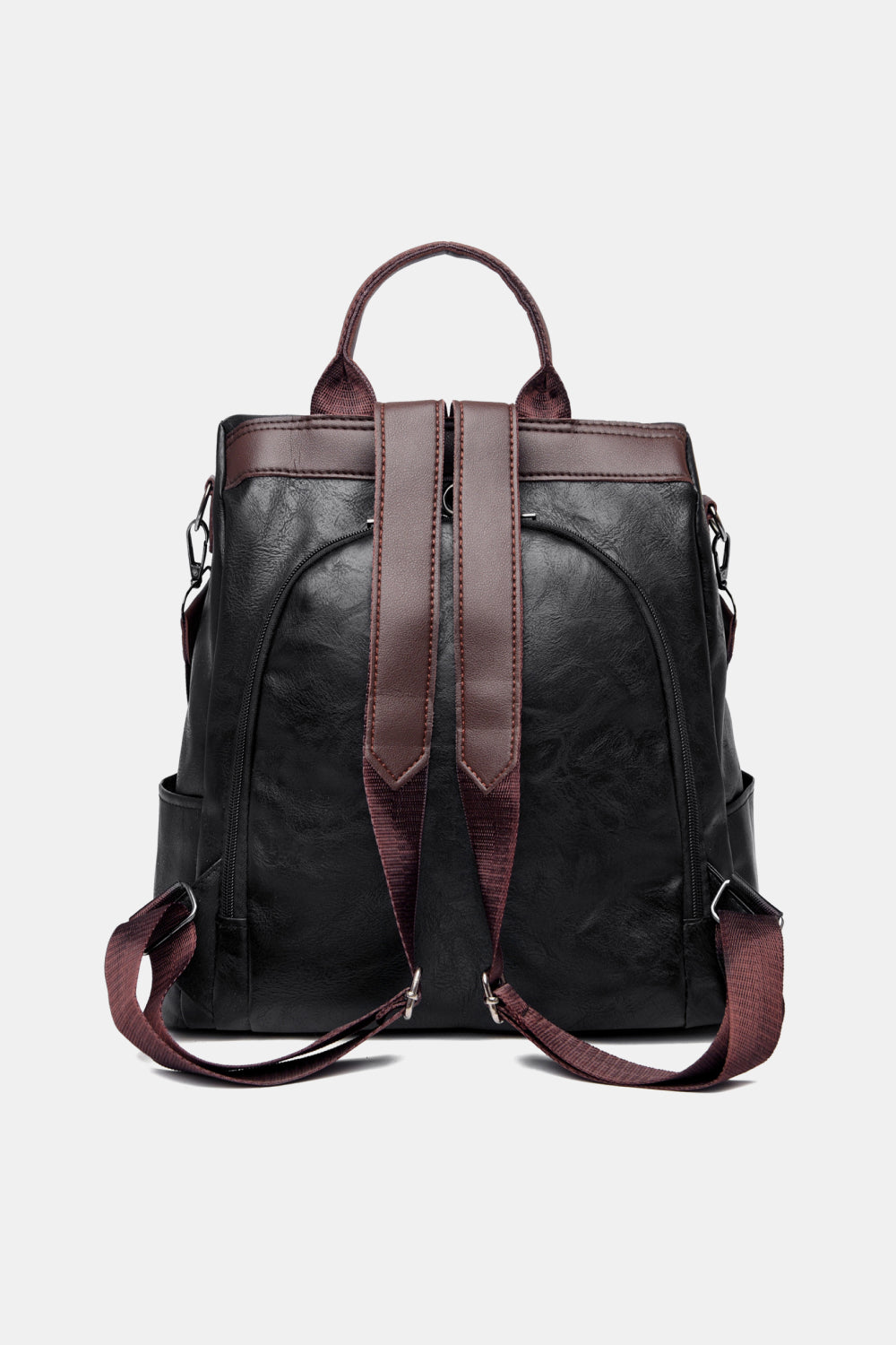 Contrast Color PU Leather Backpack