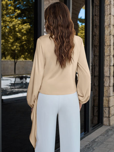 Surplice Neck Long Sleeve Blouse