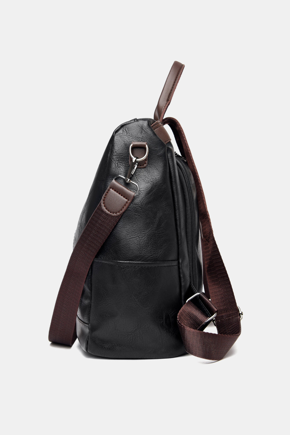 Contrast Color PU Leather Backpack