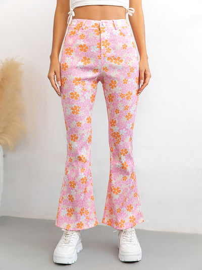 Printed High Waist Flare Pants