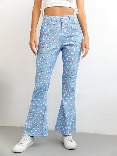 Printed High Waist Flare Pants