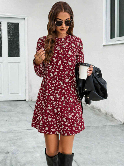 Round Neck Long Sleeve Mini Dress