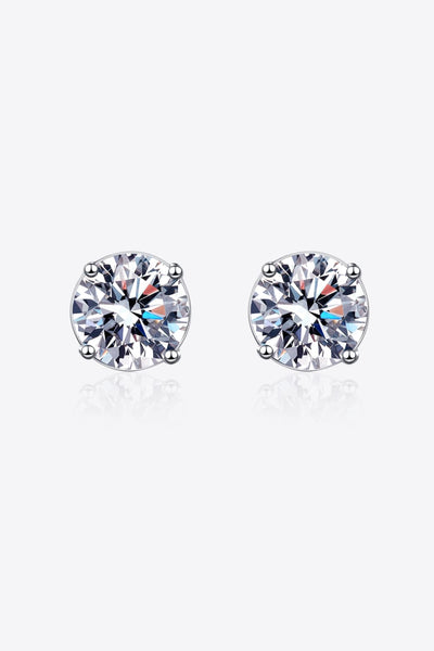 2 Carat Moissanite Rhodium-Plated Stud Earrings