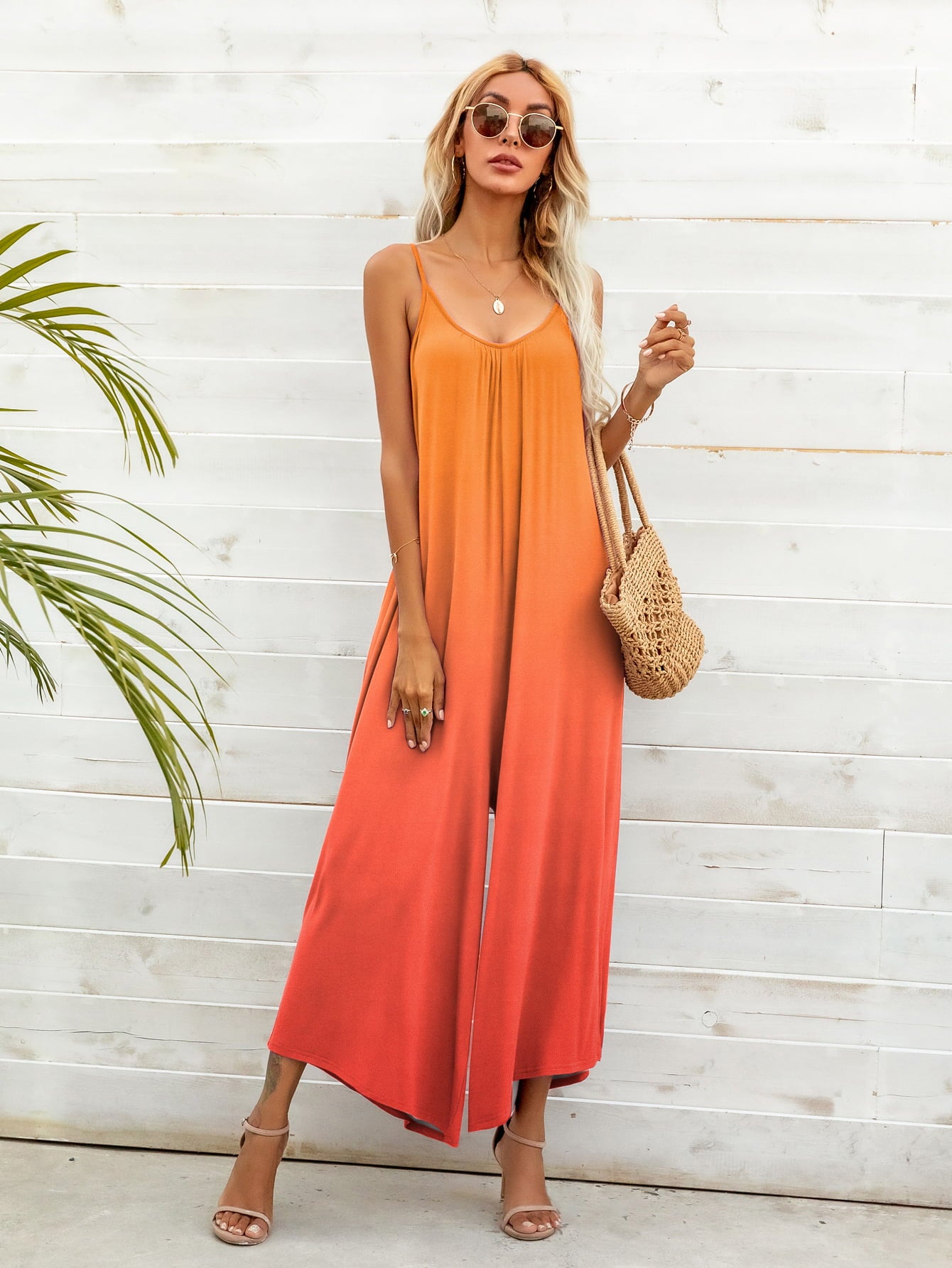 Gradient Scoop Neck Sleeveless Jumpsuit