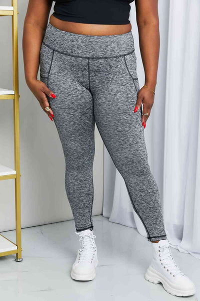 Rae Mode Full Size Heathered Wide Waistband Yoga Leggings