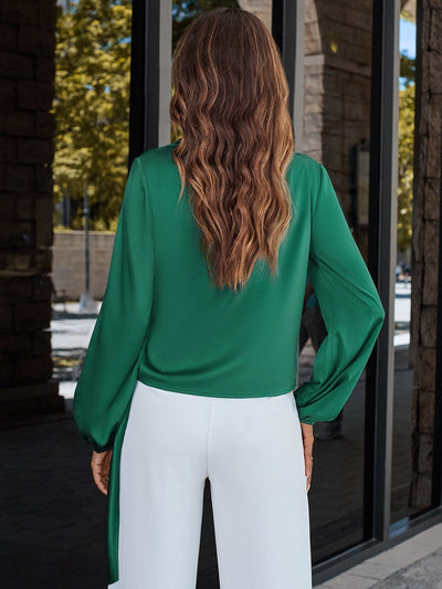 Surplice Neck Long Sleeve Blouse