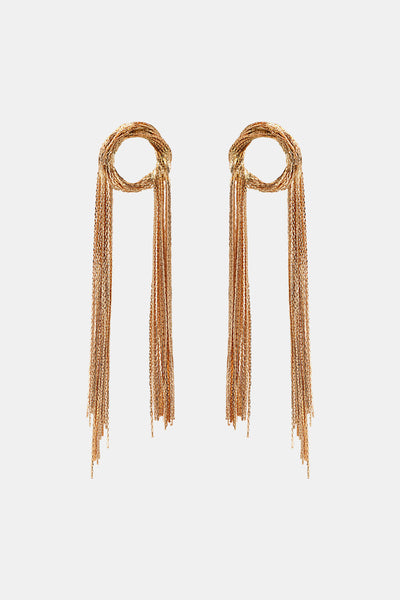 Round Shape Fringed Copper Earrings