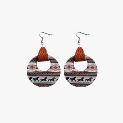 Round Shape Wooden Dangle Earrings