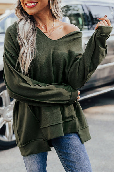 V-Neck Long Sleeve Sweatshirt