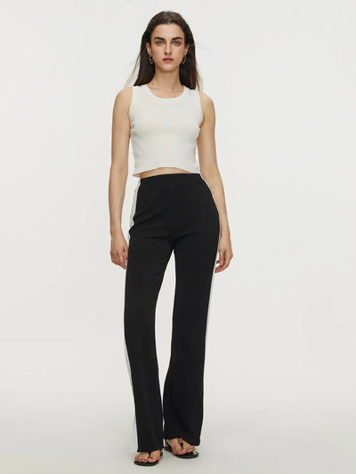 Contrast Slit Long Pants