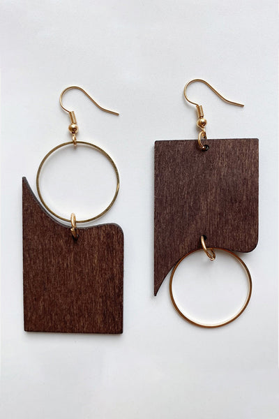 Geometrical Shape Wooden Dangle Earrings