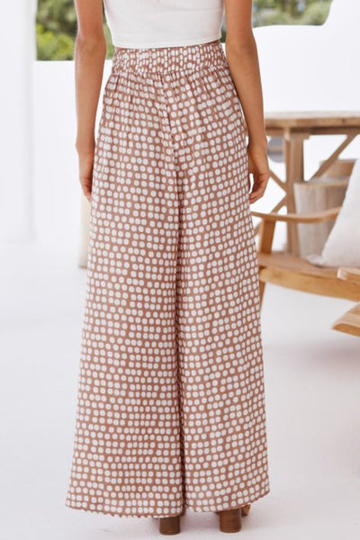 Double Take Polka Dot High Waist Wide Leg Pants with Pockets