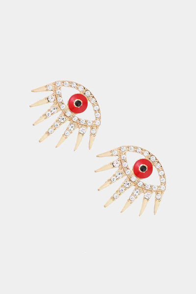 Evil Eye Rhinestone Dangle Earrings