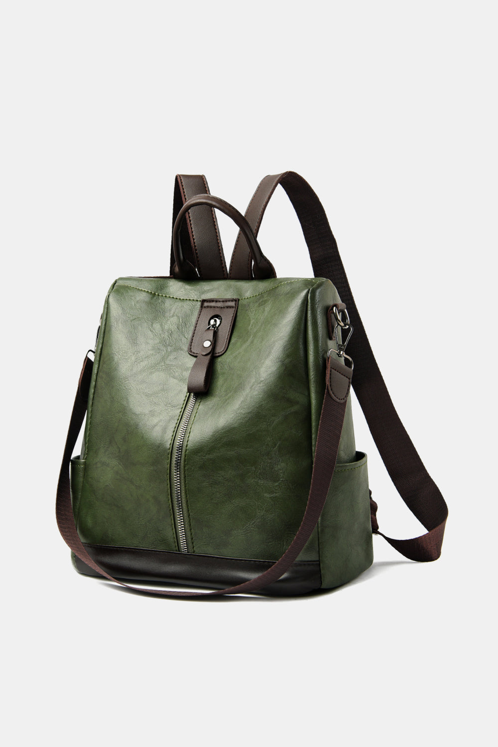 Contrast Color PU Leather Backpack