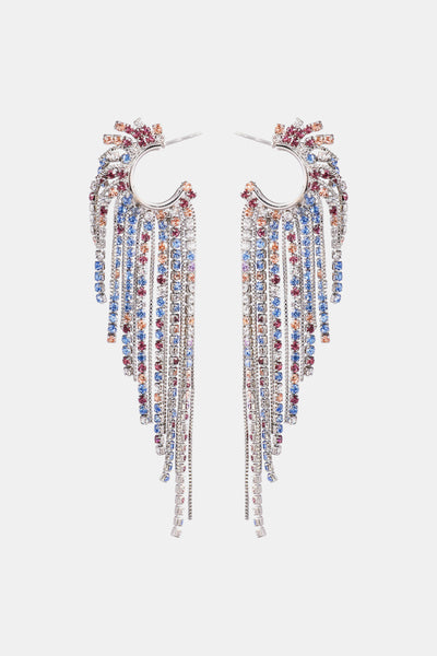 Fringed Rhinestone Zinc Alloy Dangle Earrings