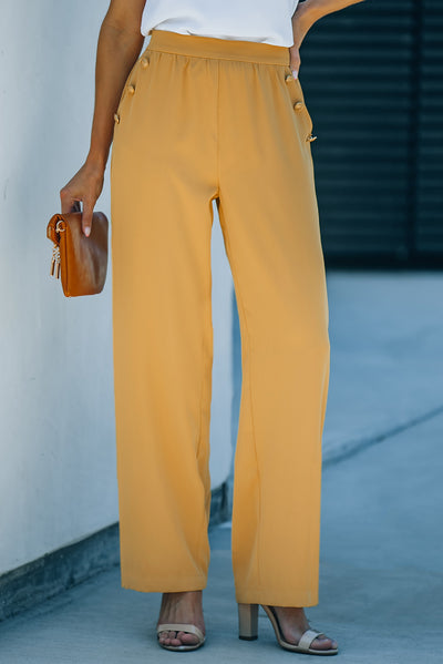 High Waist Wide Leg Pants with Pockets