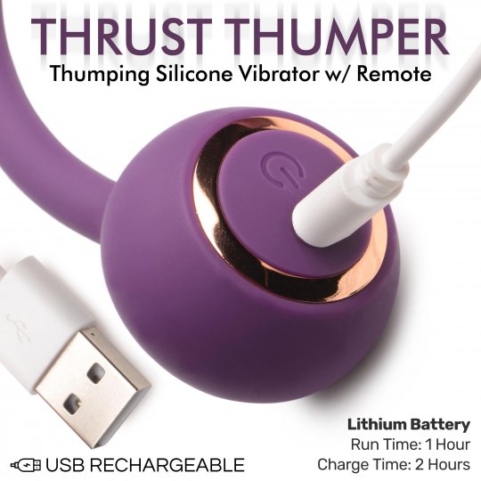 Thrust Thumper Thrusting Silicone Vibrator with Remote XR Brands