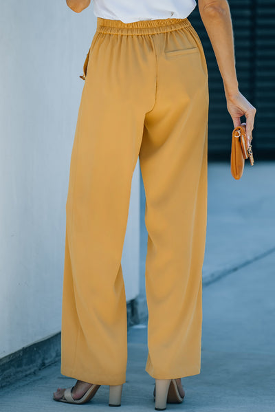 High Waist Wide Leg Pants with Pockets