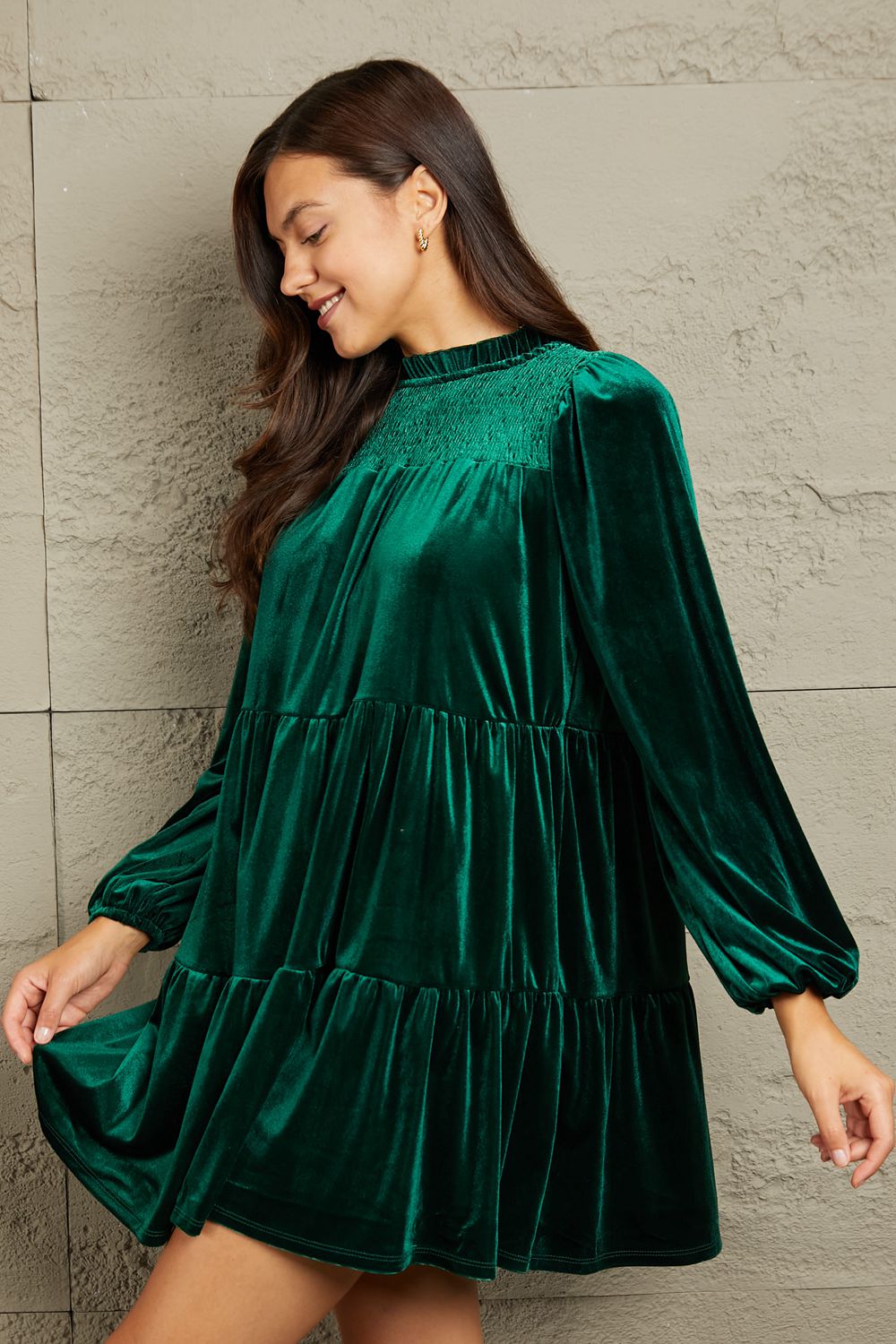 GeeGee Full Size Velvet Tiered Dress