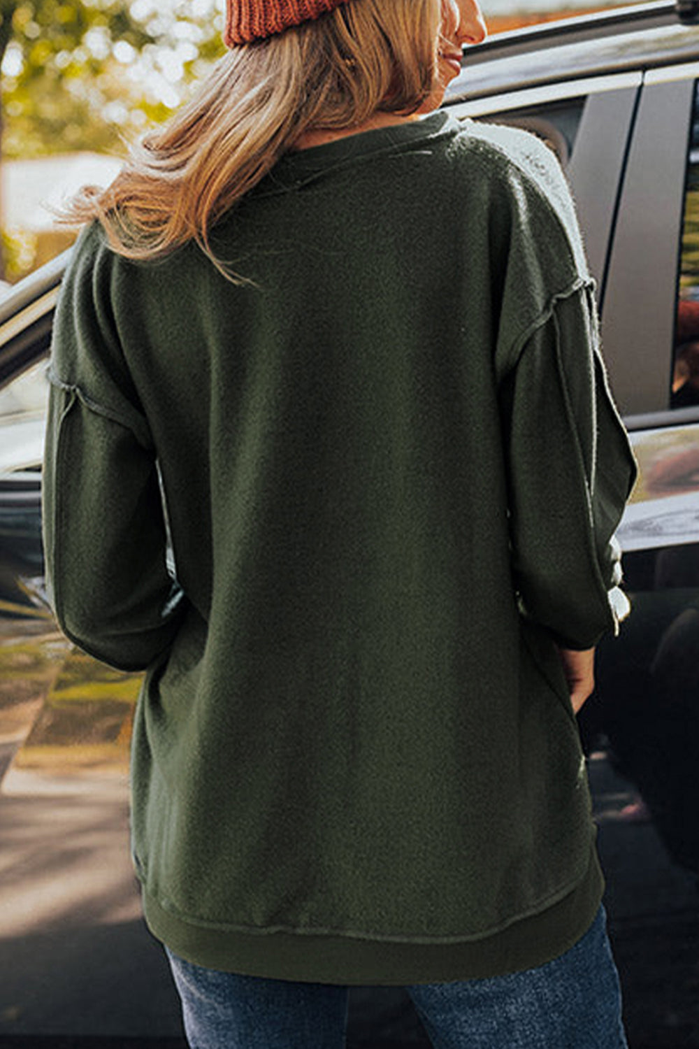 V-Neck Long Sleeve Sweatshirt