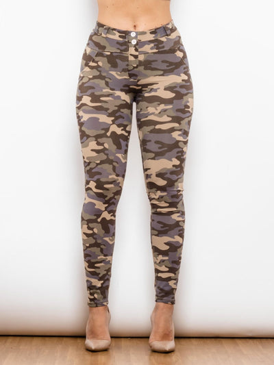 Full Size Camouflage Buttoned Leggings