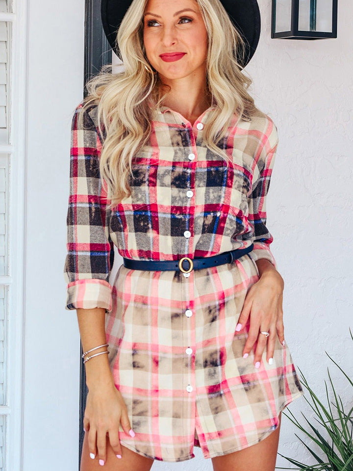 Plaid Button-Down Mini Dress