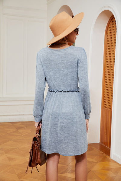 Square Neck Long Sleeve Dress