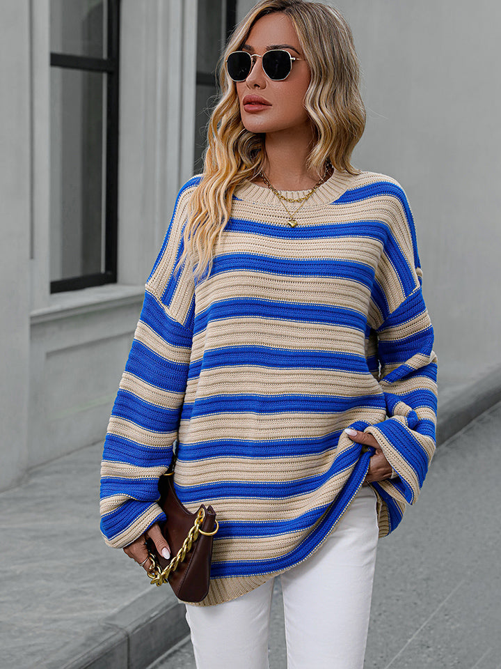 Striped Dropped Shoulder Sweater